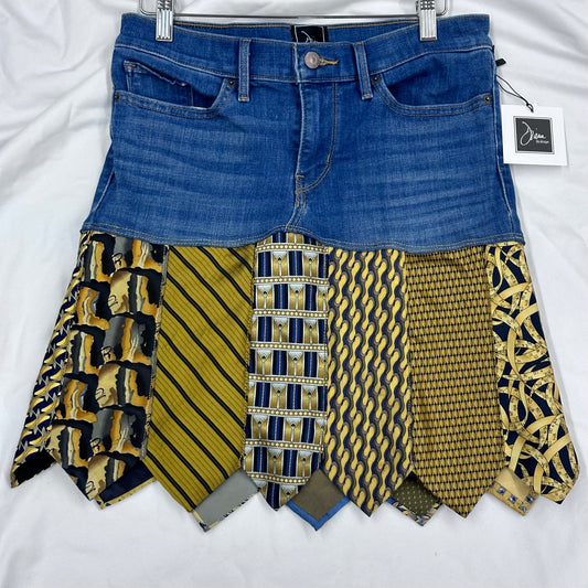 yellow ties + levi denim skirt, (size 6/28)