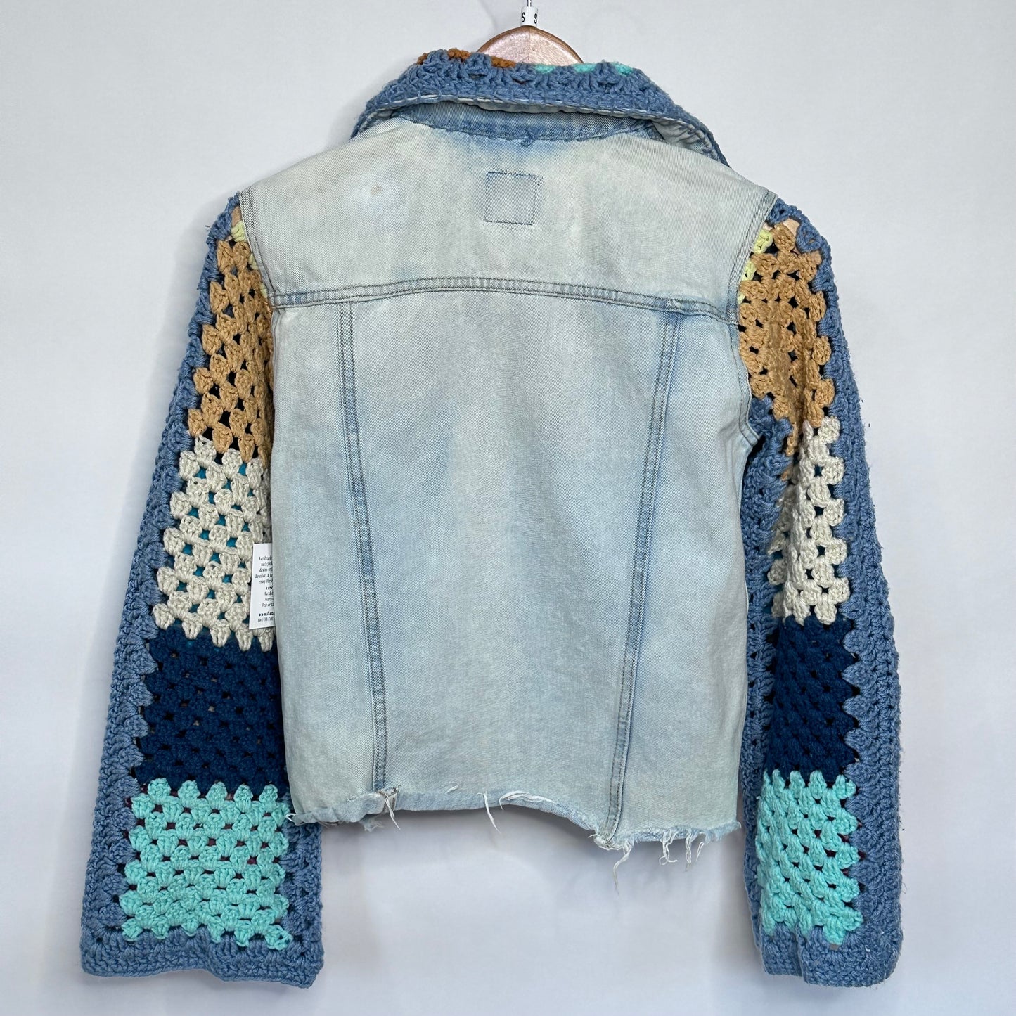 fun block crochet meets distressed rag bottom denim