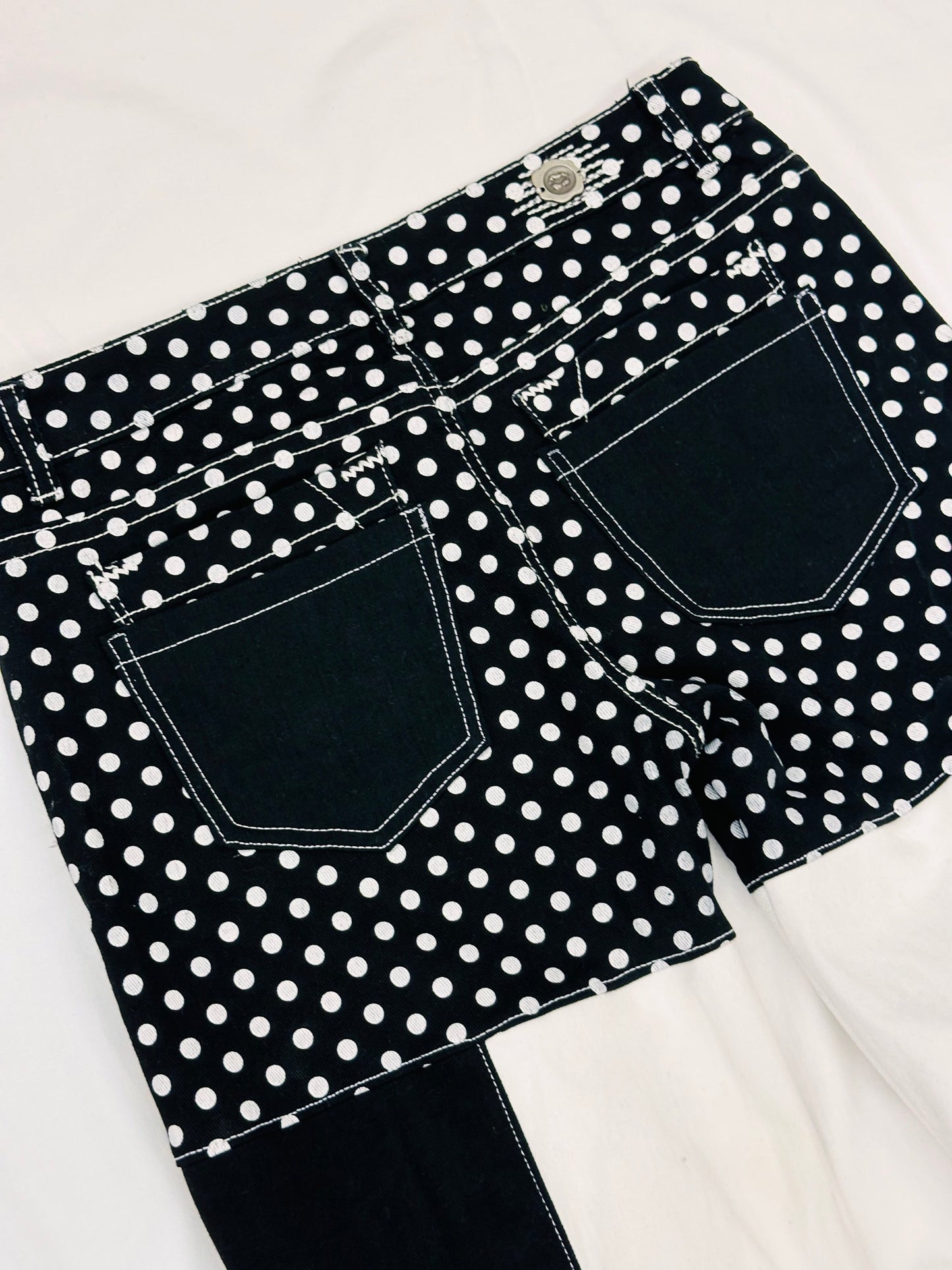 black. white. polka dot. funky bell bottom jeans