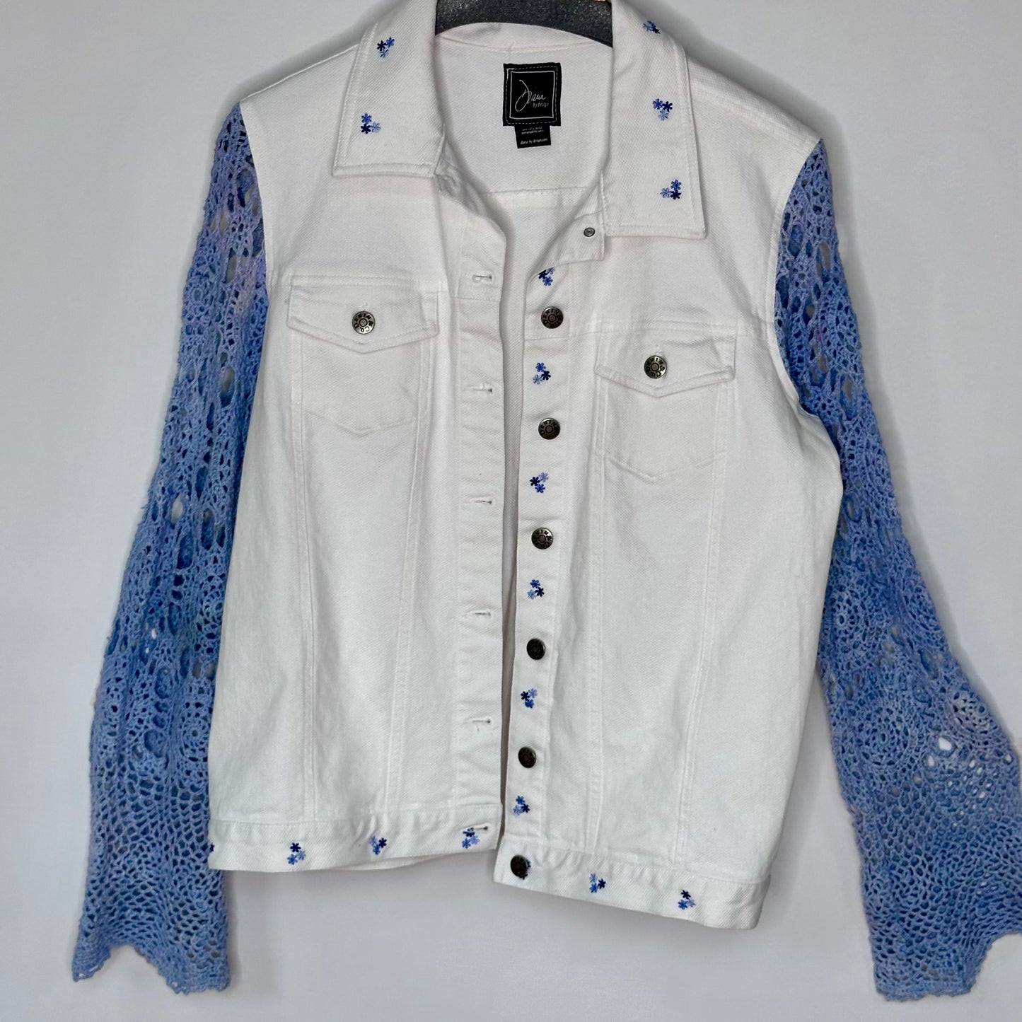 vintage dyed lace + white waffle embroidered jacket