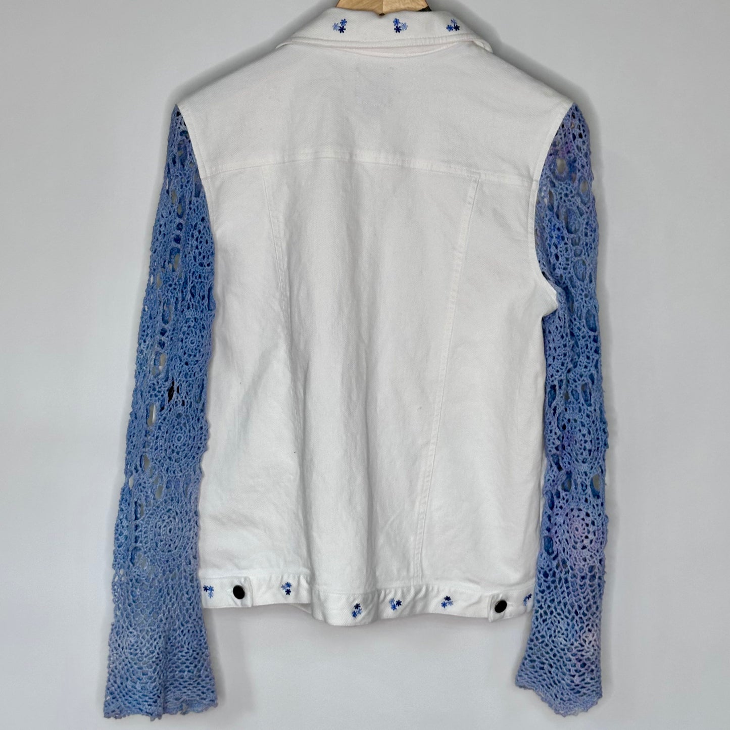 vintage dyed lace + white waffle embroidered jacket