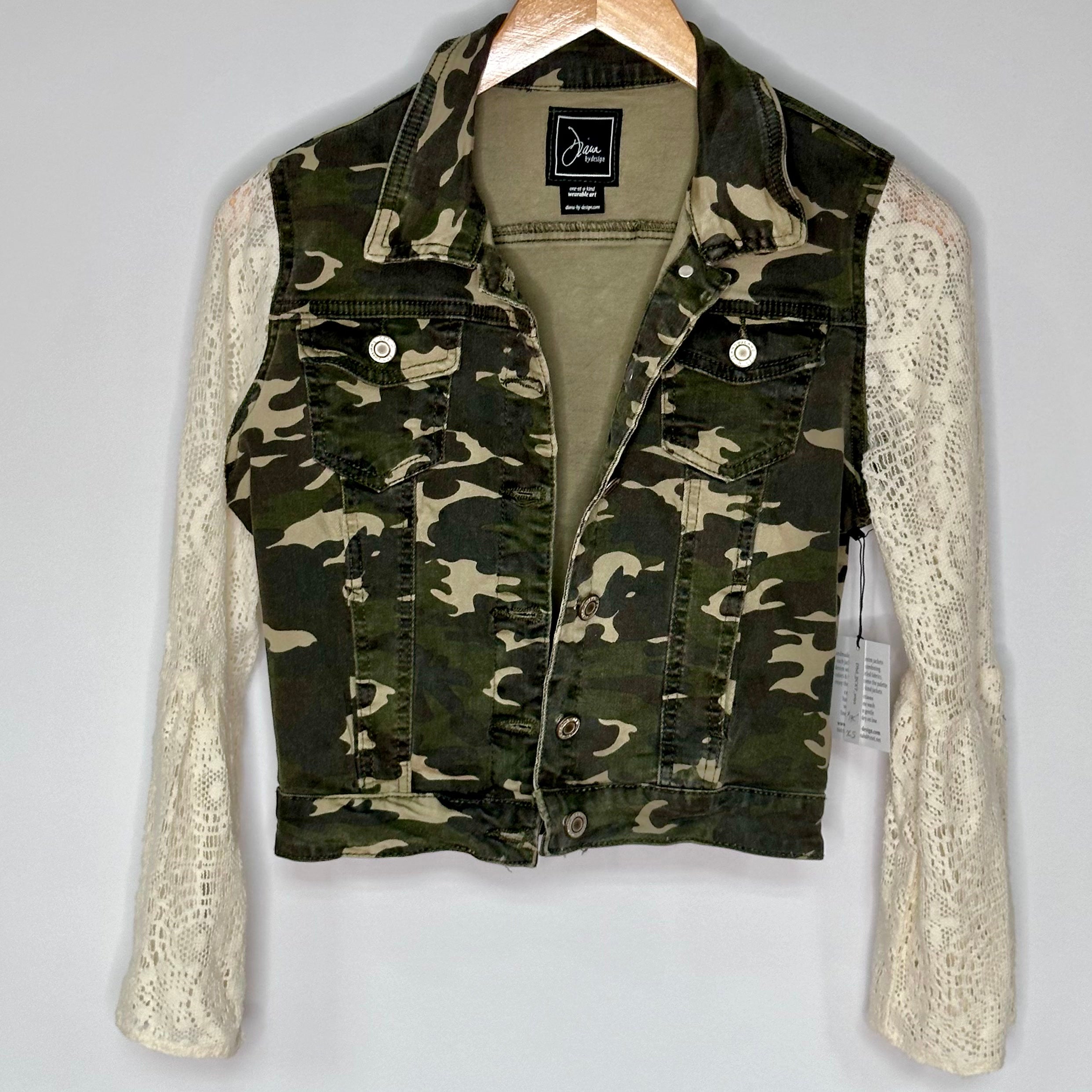 Cropped denim jacket camo best sale