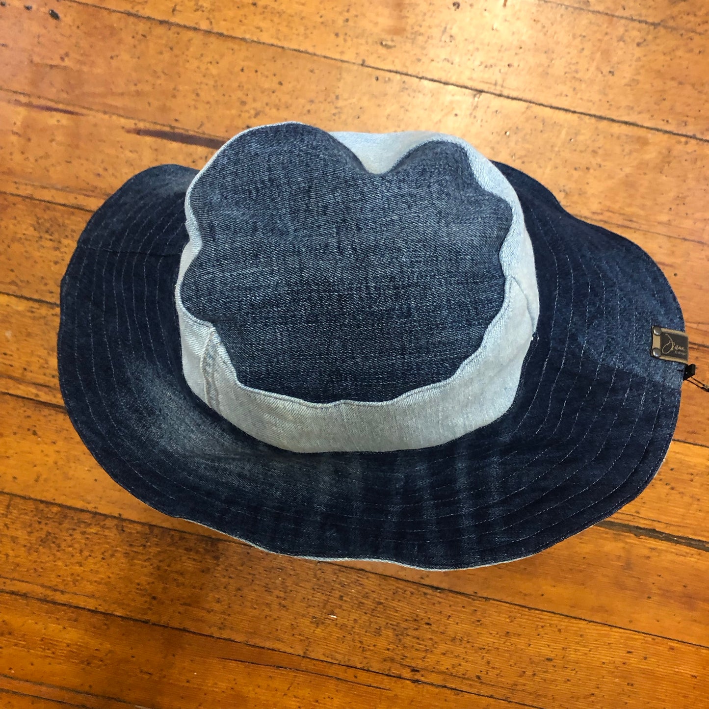 fun shades of blue denim reversible sun hat