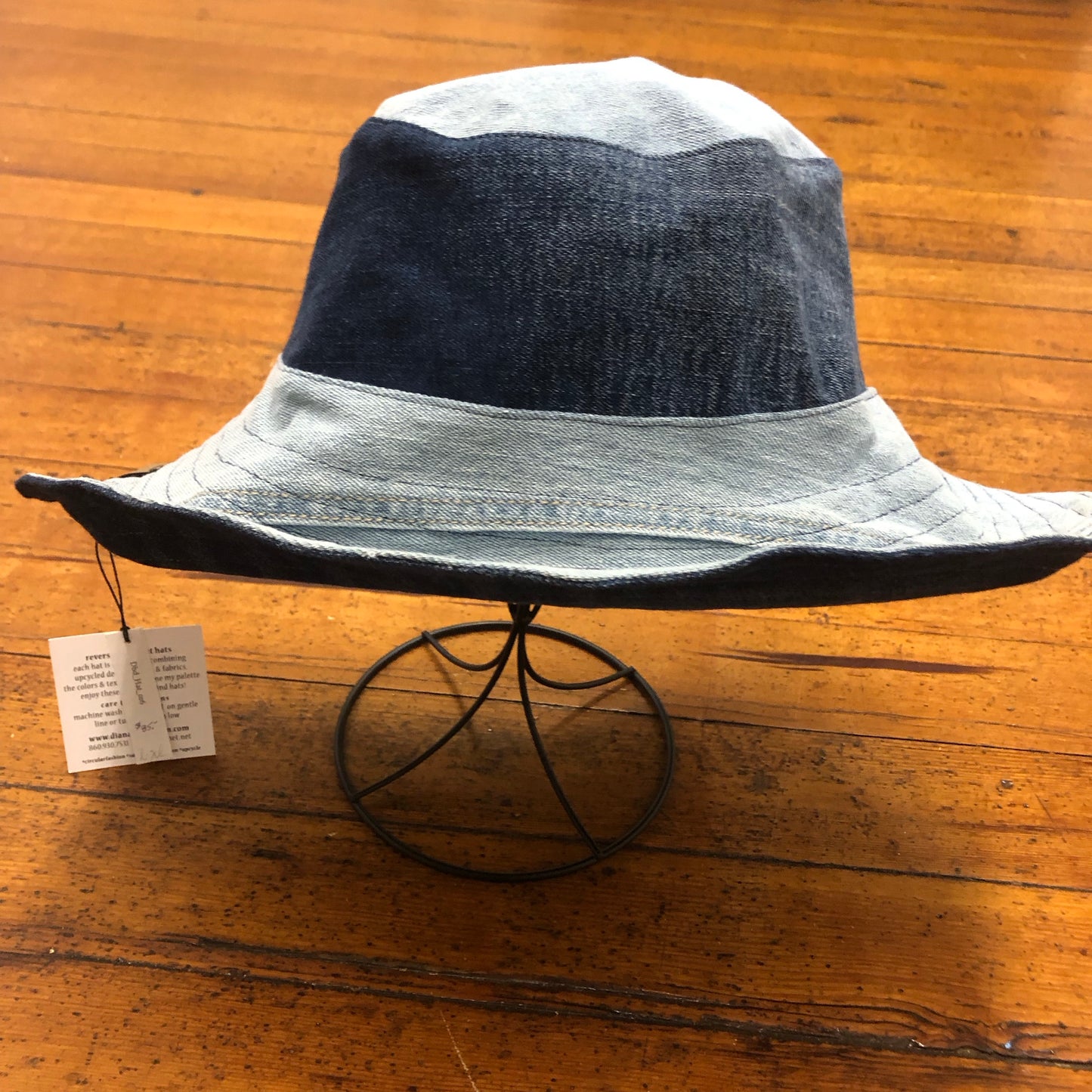 fun shades of blue denim reversible sun hat